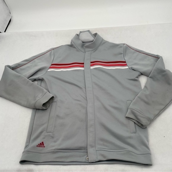 adidas Other - ADIDAS Men’s Golf Zip Up Track Jacket Grey w/red stripes size: Small Climalite